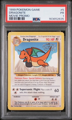 1999 POKEMON GAME MOVIE PROMO #5 DRAGONITE PSA 1