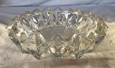 Indonesia Crystal Glass Diamond Point Cut Bowl Ashtray Trinket Candle Dish