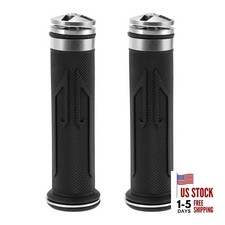 7/8" 22mm 15/16" 24mm Universal Motorcycle Hand Grip Cover Rubber Silver Tone
