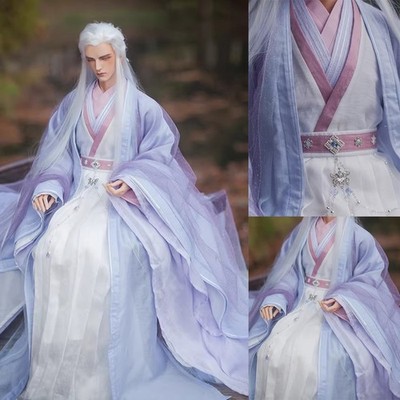 1/4 1/3 SD17 Uncle ID72/75 BJD Doll Archaic Outfit Blue Purple Warrior Suit 8pcs