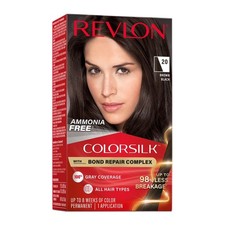 Revlon ColorSilk 20 Brown Black Permanent Hair Color, Bond Repair Complex
