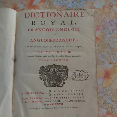 Le dictionnaire royal Français Anglais par Boyer 1728 tome 1 complet - Photo 1/4