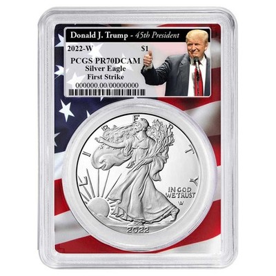 2022-W Proof $1 American Silver Eagle PCGS PR70DCAM FS Trump 45th President
