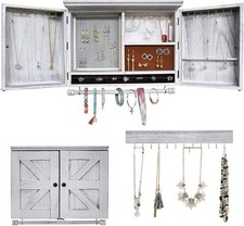 Rustic Wall Mounted Jewelry Organizer,Vintage Wooden Hanging Jewelry Holder Box