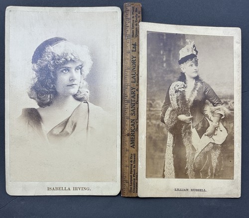 ANTIQUE PHOTOGRAPH OVERSIZE IMPERIAL CABINET CARDS ISABEL IRVING LILLIAN RUSSELL