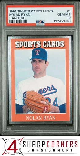 1991 ALLAN KAYE'S SPORTS CARDS NEWS MAGAZINE HAND CUT #1 NOLAN RYAN HOF PSA 10