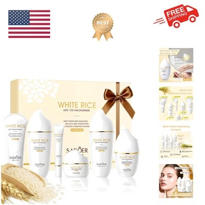 For SADOER 6pcs Rice Niacinamide Firming Skincare Kit - Full Daily Facial Rou...