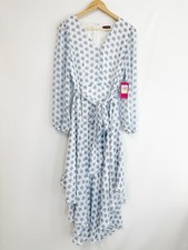 Vince Camuto Women's Printed V-Neck Long-Sleeve Chiffon Maxi Dress Daisy Daze M