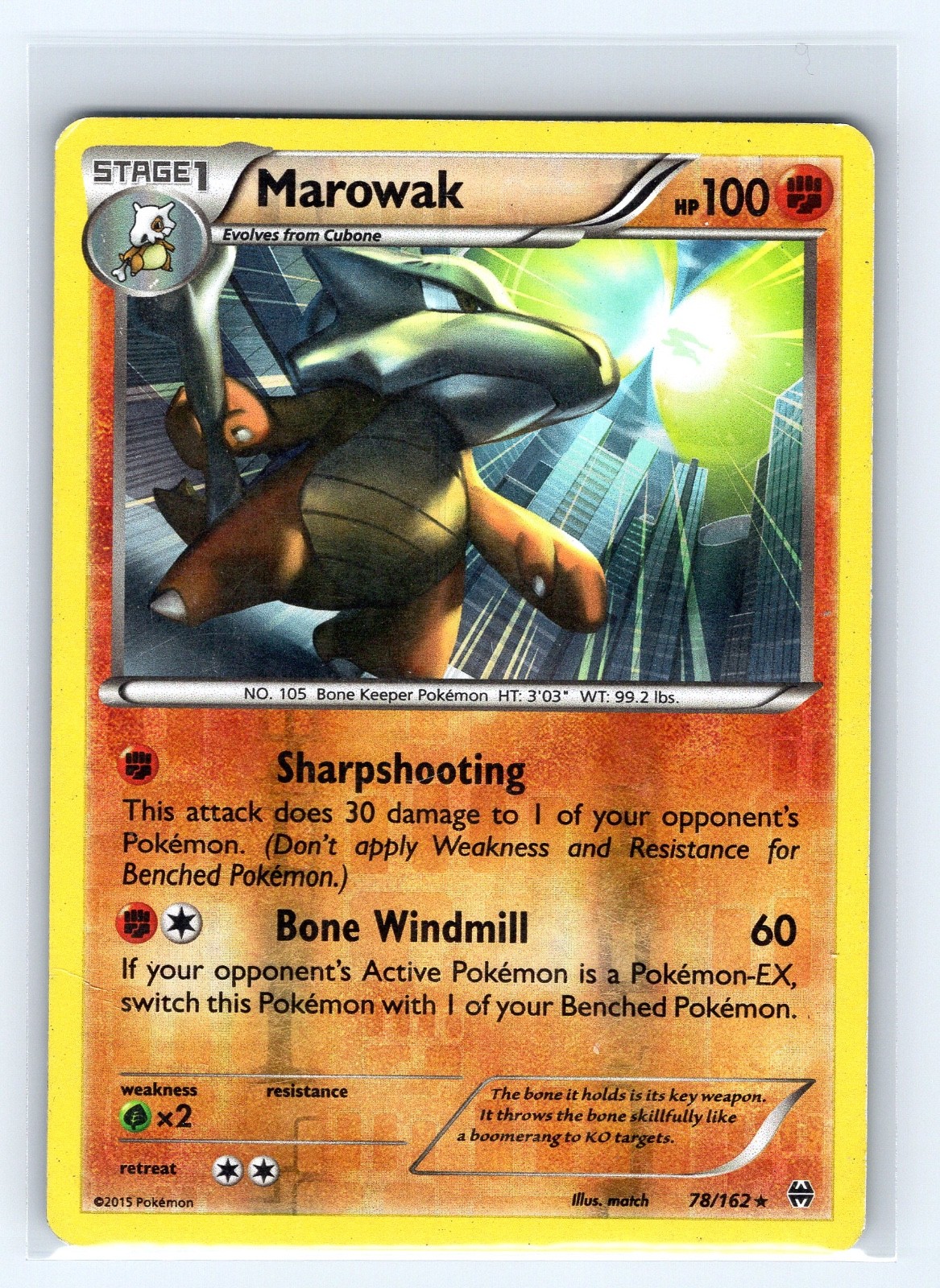 Pokemon Cards Marowak 78/162 Reverse Holo BREAKthrough XY MP