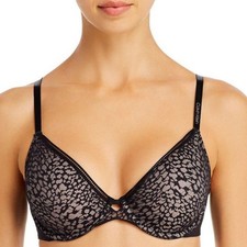 Calvin Klein Seductive Comfort Running Leopard Demi Bra QF5390 Black Size 32C