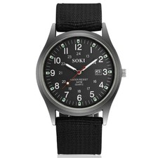 Luminous Military Army 24 Hours Dial Nylon Strap USA Date Quartz Watch