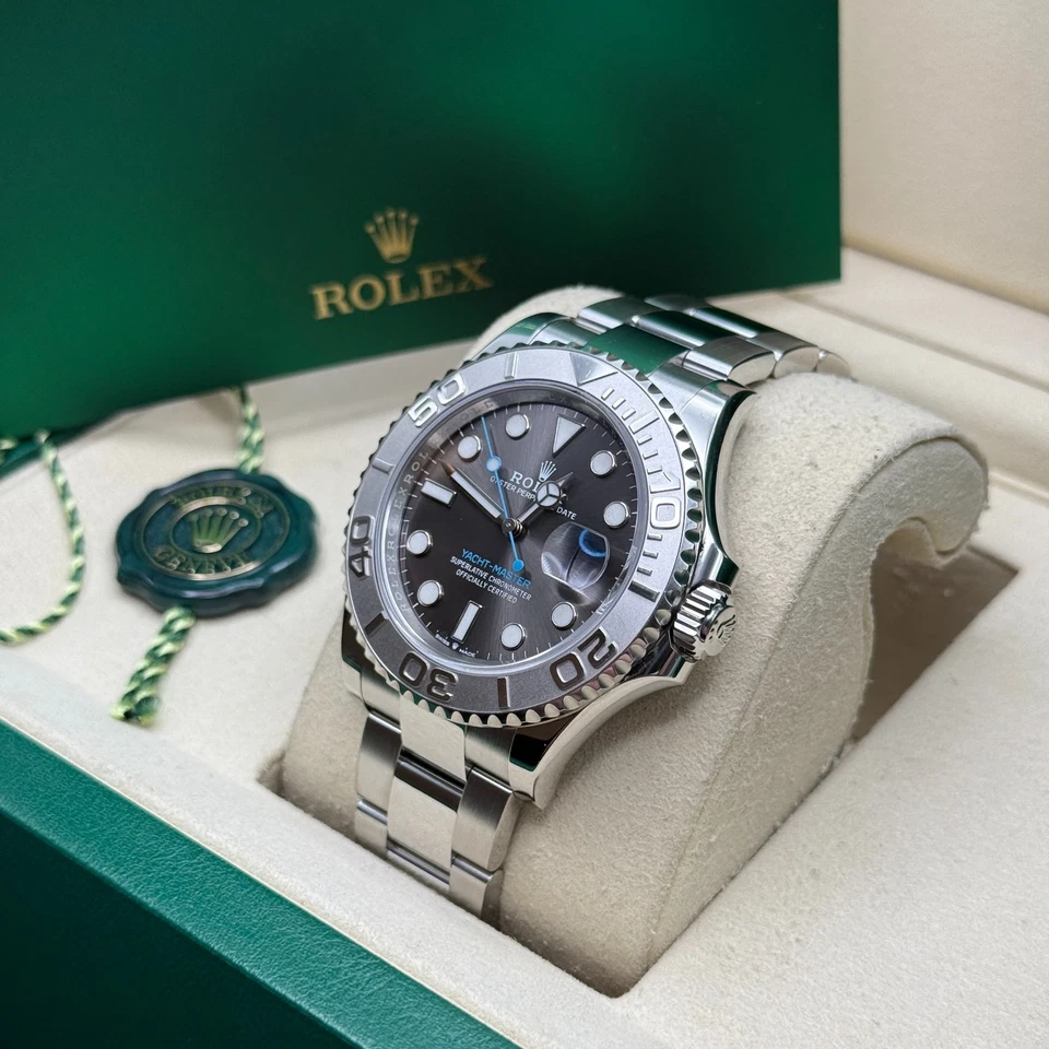Rolex Yacht-Master 40 rodio pizarra esfera gris platino bisel pulsera Oyster Foto 3 de 4