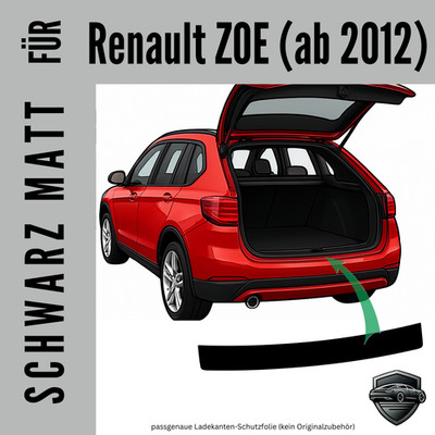 Ladekantenschutz Lackschutzfolie  für   Renault ZOE ab 2012  schwarz seidenmatt