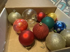 Estate Find Vintage Lot of 11 Christmas Tree Ornaments Various Sizes textures