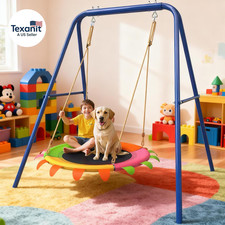 Saucer Swing Set for Kids Outdoor, Heavy Duty A-Frame Metal Swings Stand with 40