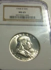 1958D Franklin Half Dollar 50C NGC MS65