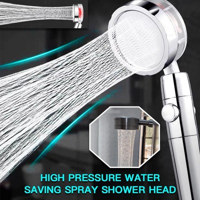 Propeller Driven Shower Head With Stop Button And Cotton Filter Turbocharged Hig