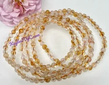 Wholesale Lot 6 Pcs Citrine 4mm 7.5” Crystal Stretch Bracelet