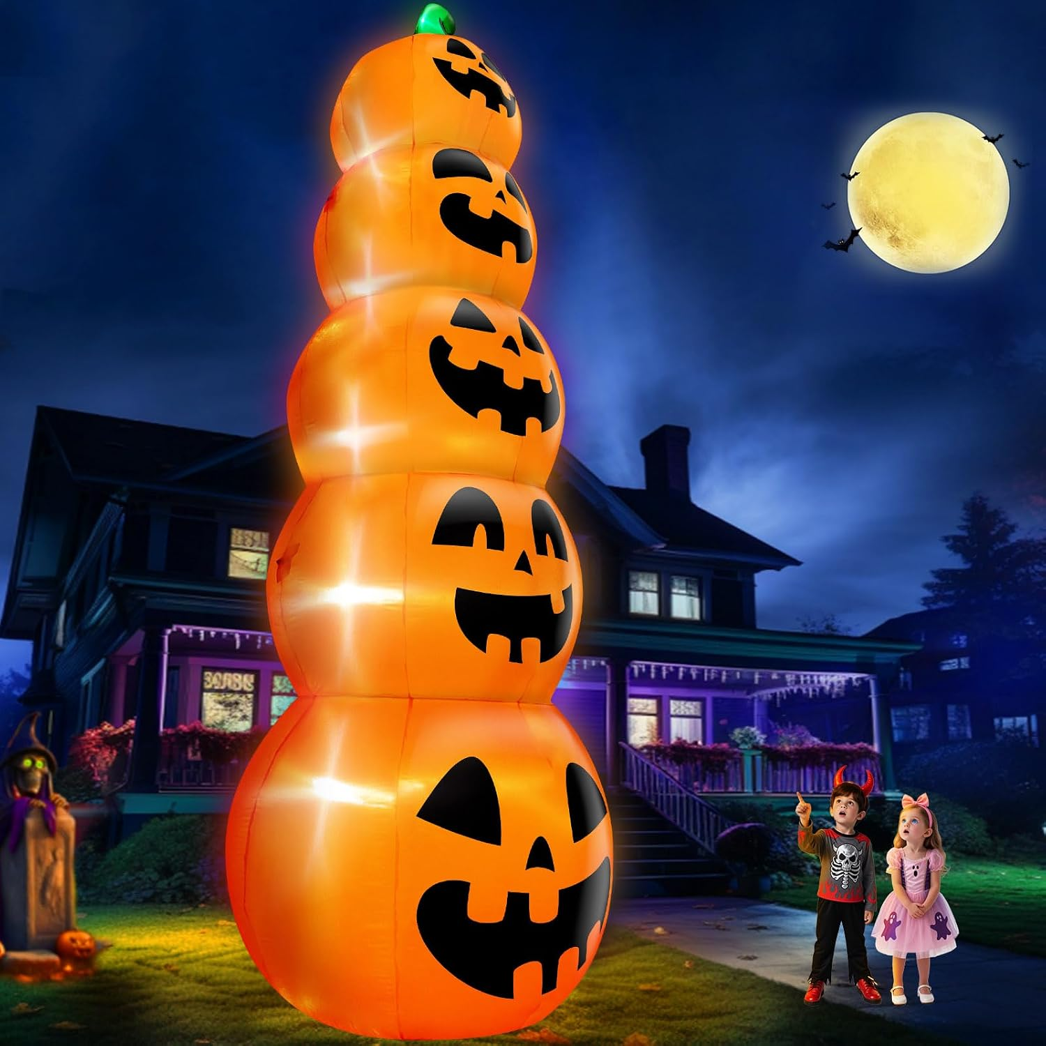 Halloween Inflatables Ebay 14 FT Giant Halloween Inflatable Stacked Pumpkins Outdoor Decoration ...