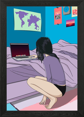 Lofi Aesthetic Framed Wall Art Poster Canvas Print Picture