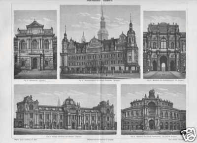 Dresden Semperoper Albertinum Akademie Wood Engraving Of 1897 Hoftheater Castle - Bild 1 von 1