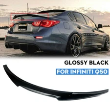 For 2014-2020 Q50 Glossy Black PSM Style High Kick Duckbill Trunk Wing Spoiler