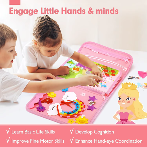Borsa Busy Board Montessori Giocattolo Educativo Viaggio Activity Board Quiet Book - Foto 5 di 6
