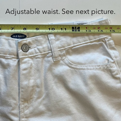Old Navy Girls Cuffed Shorts Size 16 White Adjustable Waist 3” Calla Lily NEW - Picture 4 of 12