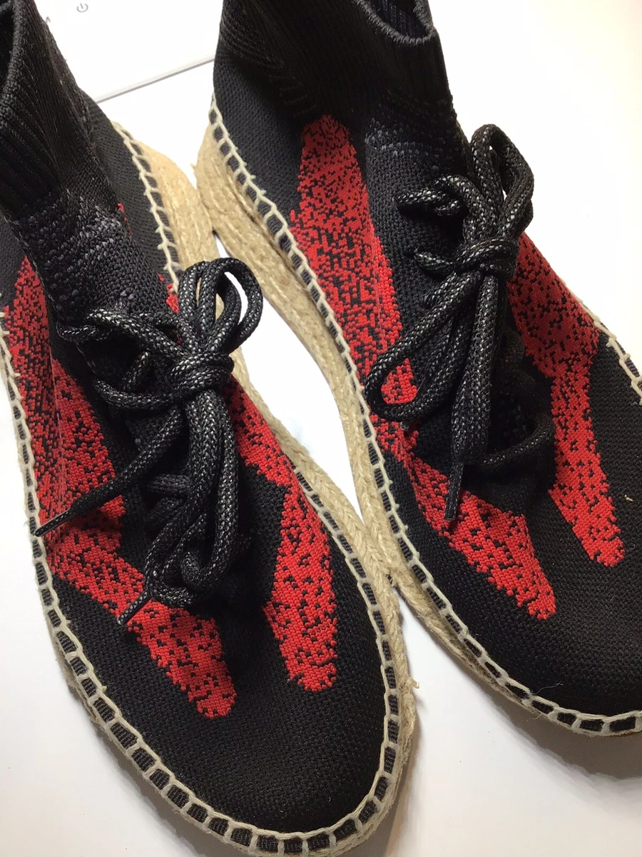 Alexander Wang Dakota Espadrille Knit High Top Sock Sneaker Red Black Size 39