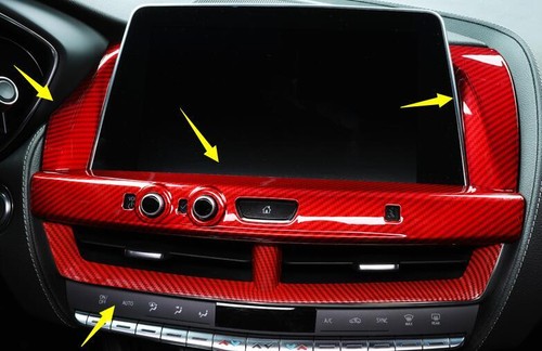 Red Carbon Fiber Middle Console Navigation Panel Trim For Cadillac CT5 2020-2022 - Foto 4 di 6