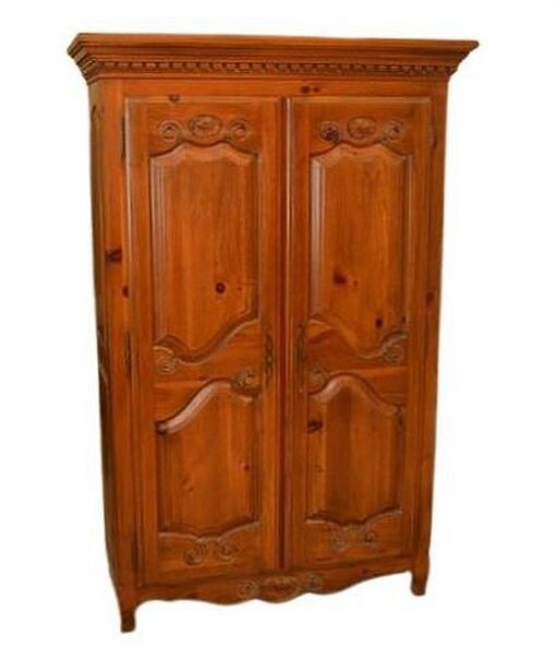 French Country Fine Carved Maple Armoire Wardrobe Cabinet w/Scallop Shell Accent