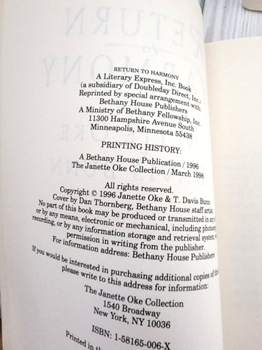 Janette Oke Buch Return to Harmony Taschenbuch 2 Bücher Posten #2 Bethany House 1998 - Bild 2 von 4