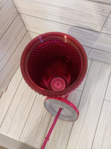 Starbucks 2022 Tumbler Sangria Hot Pink Studded Grande Cold Cup 16oz USA LN - Picture 6 of 6