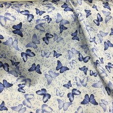 95 Silk 5 Spandex 19 Momme Charmeuse Silk Fabric Blue Butterfly 53" wide XL060