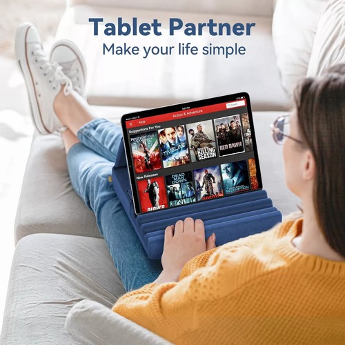 Tablet Pillow Holder Foldable iPad Stand for Lap Bed and Desk Universal Soft Pad - 第 3/12 張圖片
