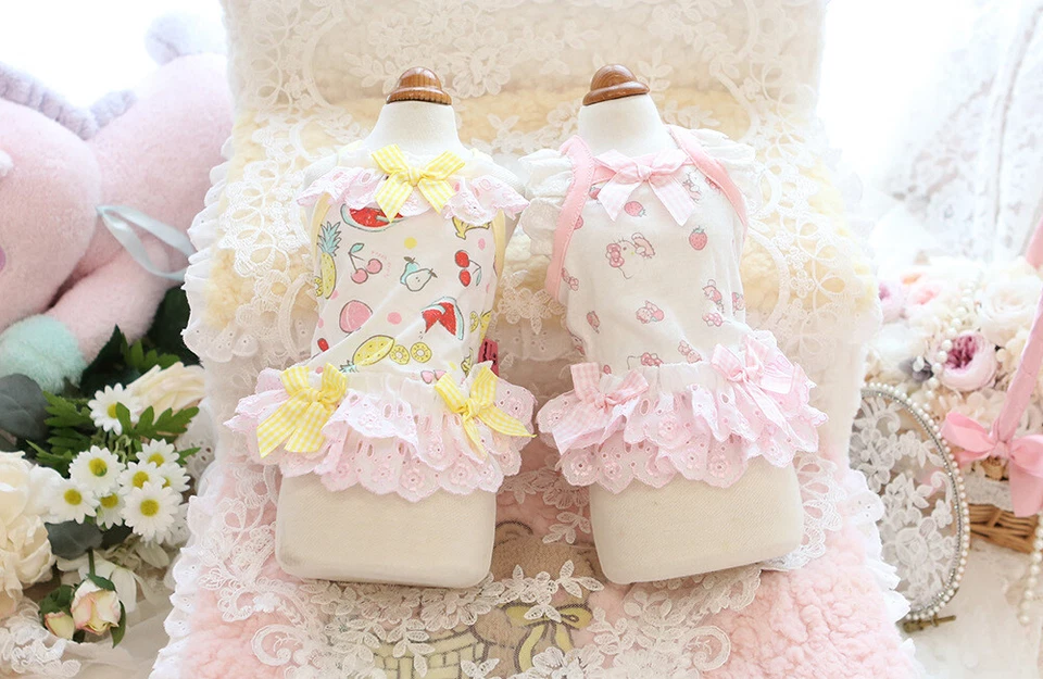 Cute Dog Pet Cat Clothes Small Dogs Summer Dress Maltese Yorkshire Skirt Vest - Image 3 of 4