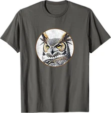 Colorful Retro Great Horned Owl Bird Fan T-Shirt *NEW* 10 Colors