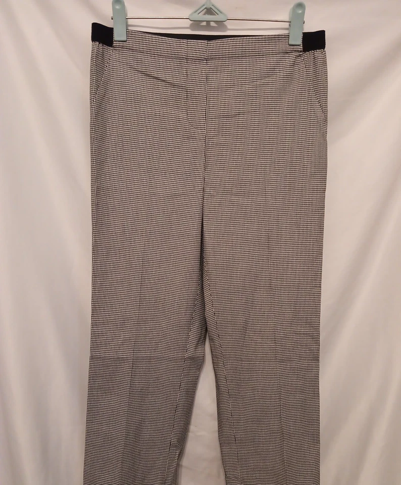 Pantalones Donna Degnan Mujer Talla 4 Negro Blanco Cuadros Pierna Ajustada Pull On FUNCIONA PEQUEÑO Foto 2 de 4