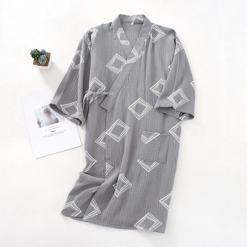 Japanische Baumwolle Yukata Pyjama Kimono Morgenmantel Bademantel Nachtwäsche Loungewear Unisex - Bild 13 von 15