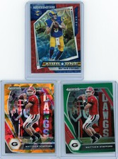 3 * MATTHEW STAFFORD * 2021 PRIZM GOLD CRACKED ICE GREEN + AIRBORNE RED HOLO