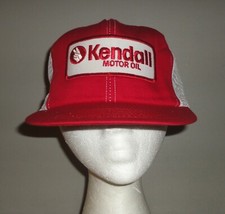 Vintage Kendall Motor Oil Red  White Patch Mesh Snapback Hat Made In USA