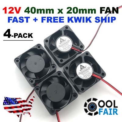 12v Gdstime 40mm 40x40x20mm DC Cooling Fan 4020s Computer Case 2-Pin 4-Pack