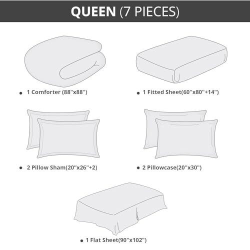 Comforter Set 7 Pieces, All Season Reversible Bed in a Bag Queen Dark Gray - Bild 6 von 6