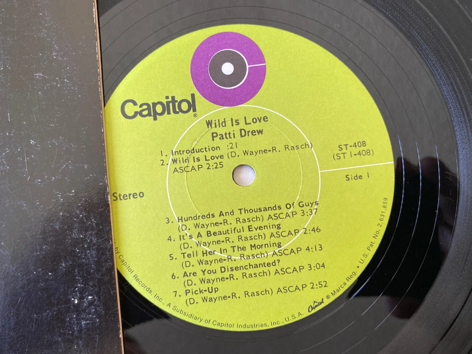 PATTI DREW Wild Is Love LP 1970 Capitol ST-408 Drill-hole Cover EX vinyl - Image 2 of 4