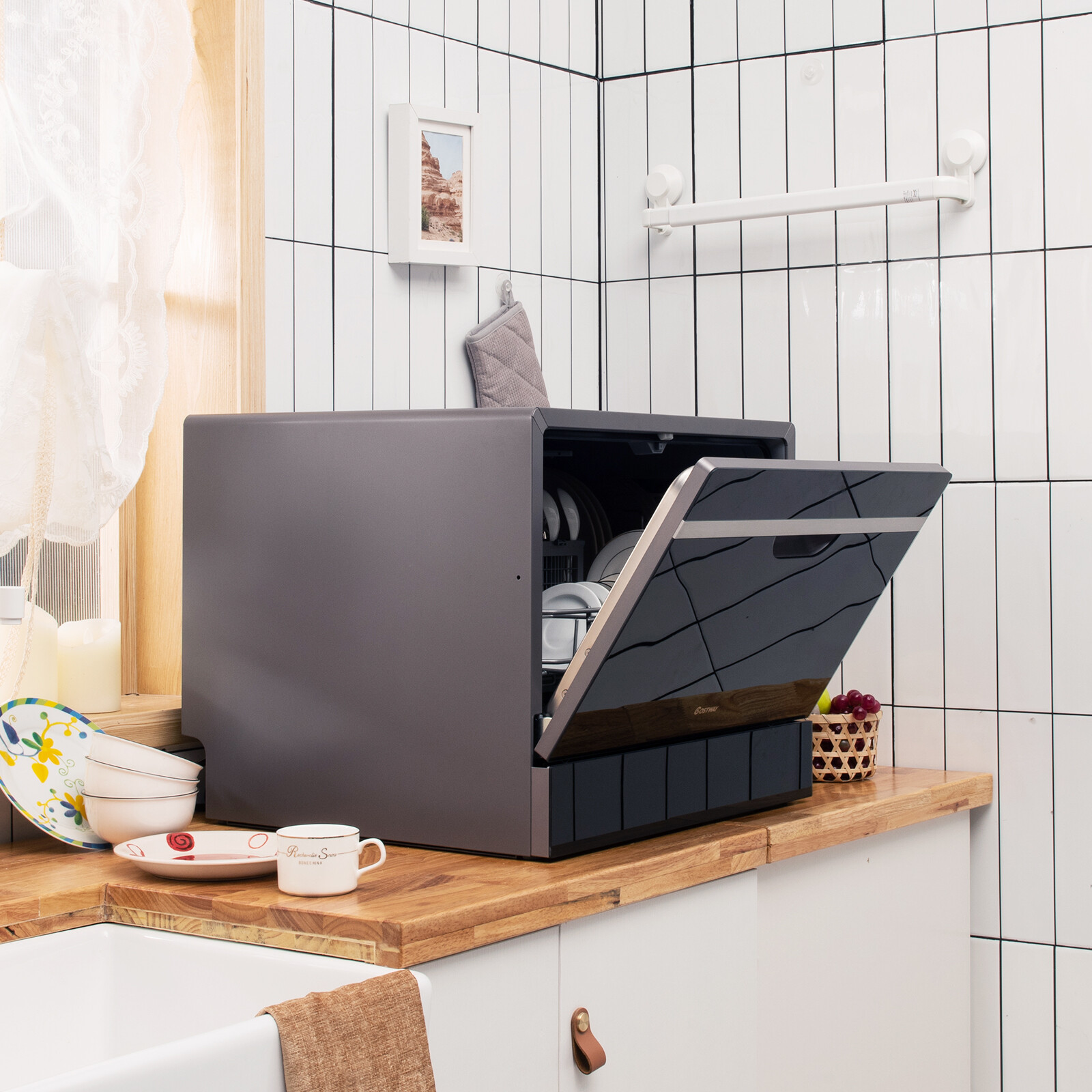 Costway Builtin Dishwasher Machine or 6 Place Setting Countertop w/ 5