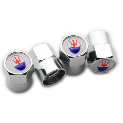 4x Hex Fit Maserati Car Wheels Tire Air Valve Caps Stem Dust Cover Decor Silver