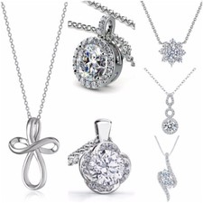 925 Silver Necklace Pendant Fashion Cubic Zircon Jewelry Women Party Gift