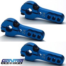 Go Nitro Hobbies 24T 3 Hole Aluminum Heavy Duty Servo Arm 3 Blue Hitec