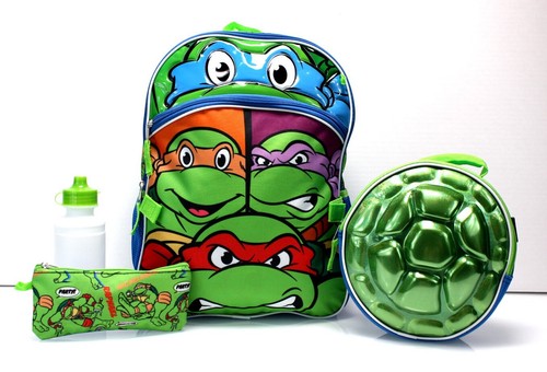 5 Pieces - TEENAGE MUTANT NINJA TURTLES Large Backpack + Lunch Box + Pencil Case - Picture 2 of 14
