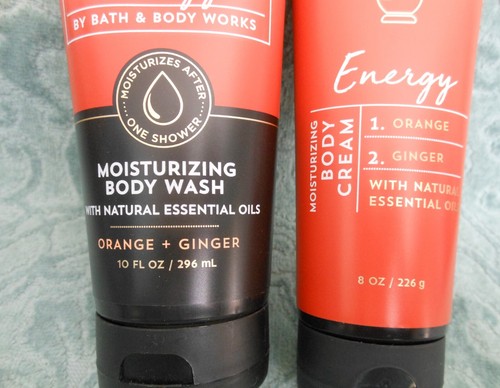 NEW BATH & BODY WORKS ENERGY ORANGE+GINGER 2 PC SET 10 oz BODY WASH / 8 oz CREAM - Picture 2 of 2